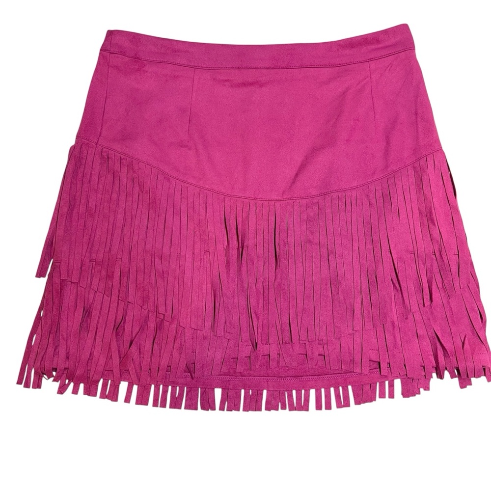 Pink Tier Fringe Women's Skirt. Size L. - Picture 2 of 6